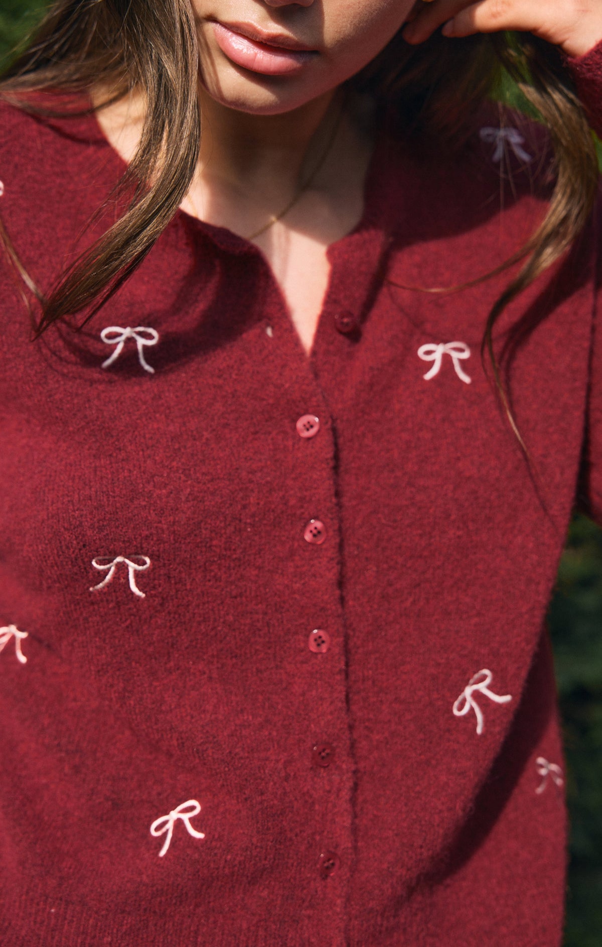 Z SUPPLY Medina Bow Cardigan - Red Dahlia
