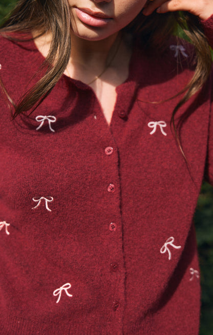 Z SUPPLY Medina Bow Cardigan - Red Dahlia