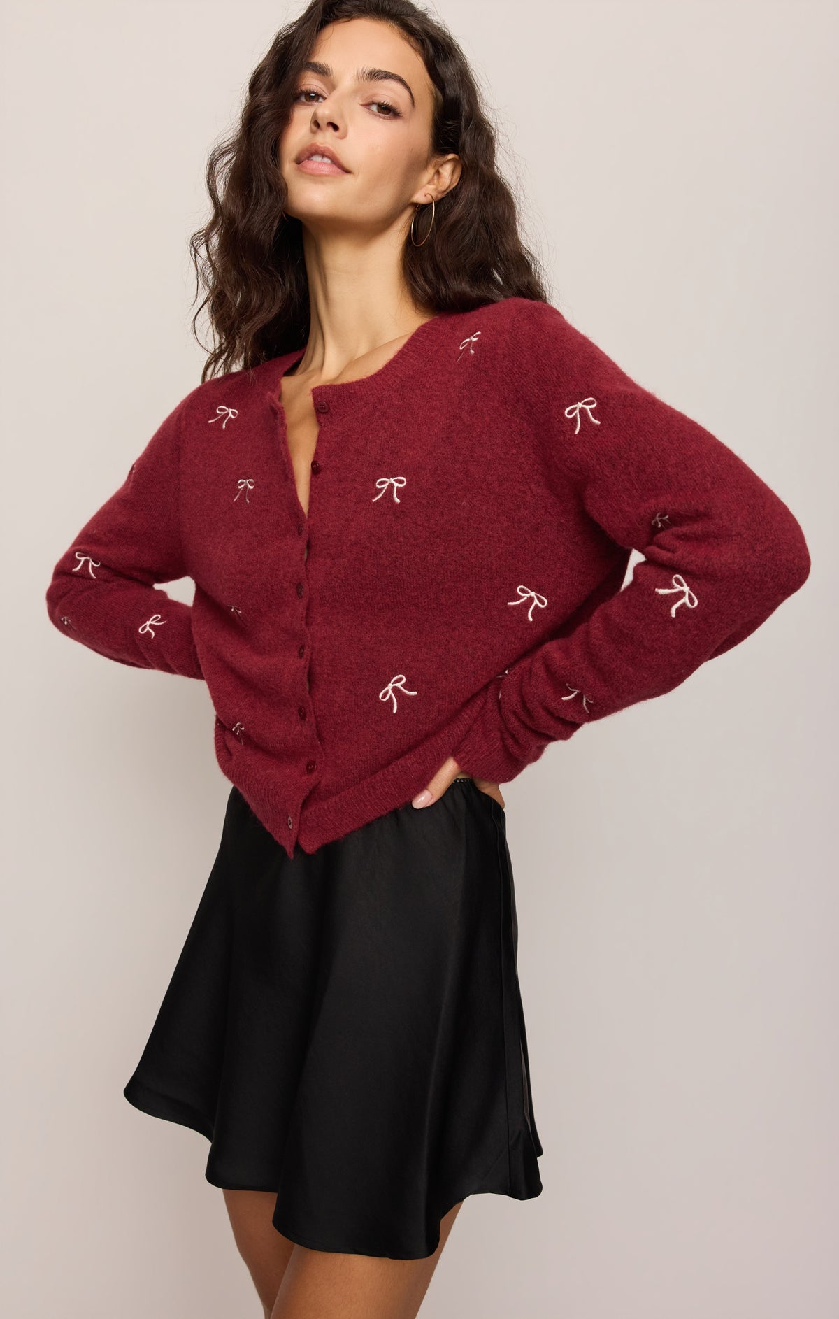 Z SUPPLY Medina Bow Cardigan - Red Dahlia