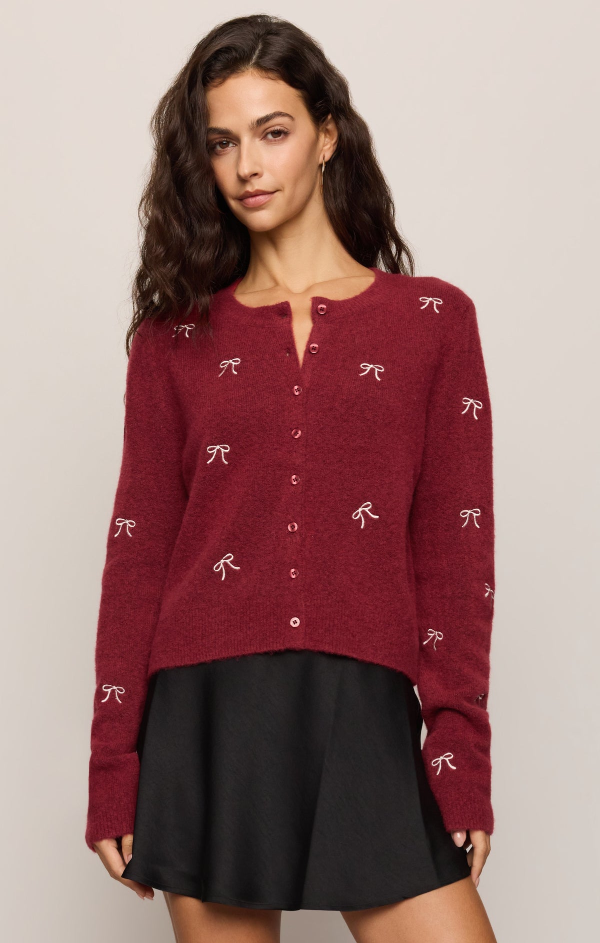 Z SUPPLY Medina Bow Cardigan - Red Dahlia