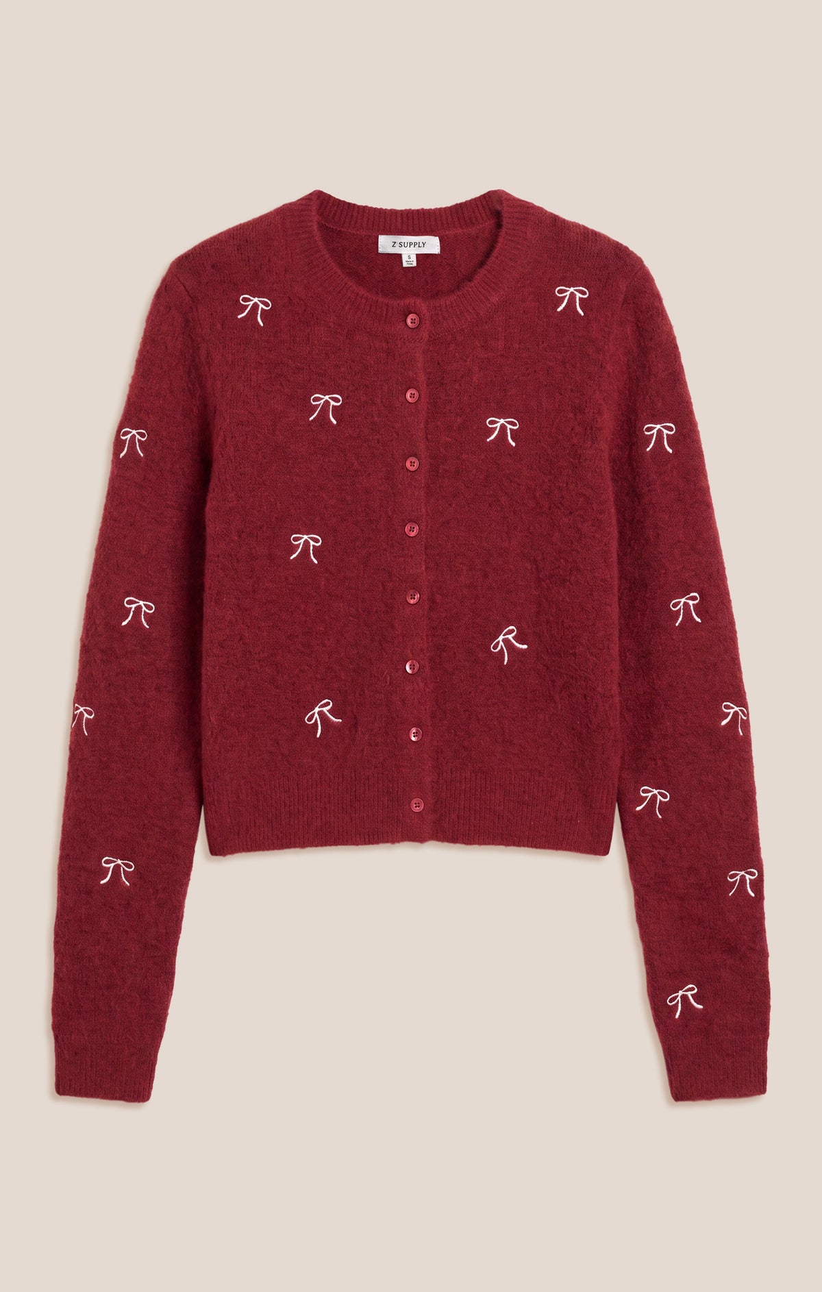 Z SUPPLY Medina Bow Cardigan - Red Dahlia