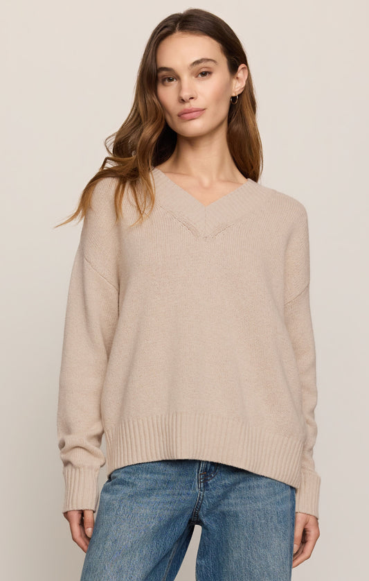 Z SUPPLY Cloud Spun V-Neck Sweater - Frosted Pearl