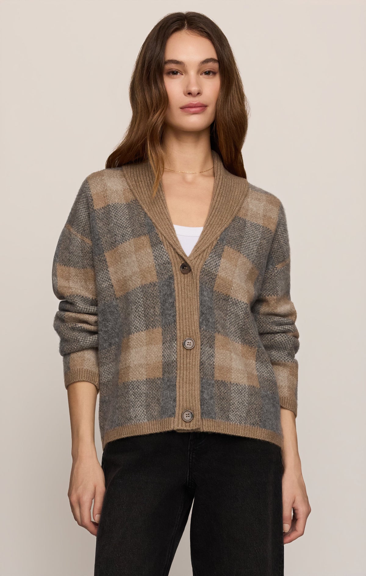 Z SUPPLY Ludlow Plaid Cardigan - Classic Heather Grey