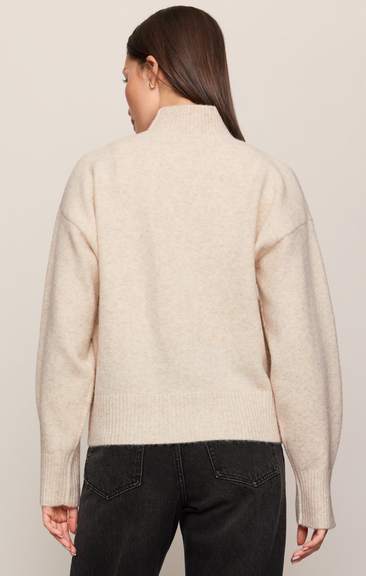 Z SUPPLY Nessa Mock Neck Sweater - Light Oatmeal Heather