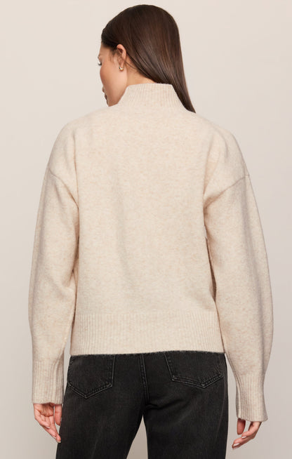 Z SUPPLY Nessa Mock Neck Sweater - Light Oatmeal Heather