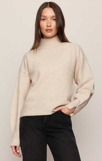 Z SUPPLY Nessa Mock Neck Sweater - Light Oatmeal Heather